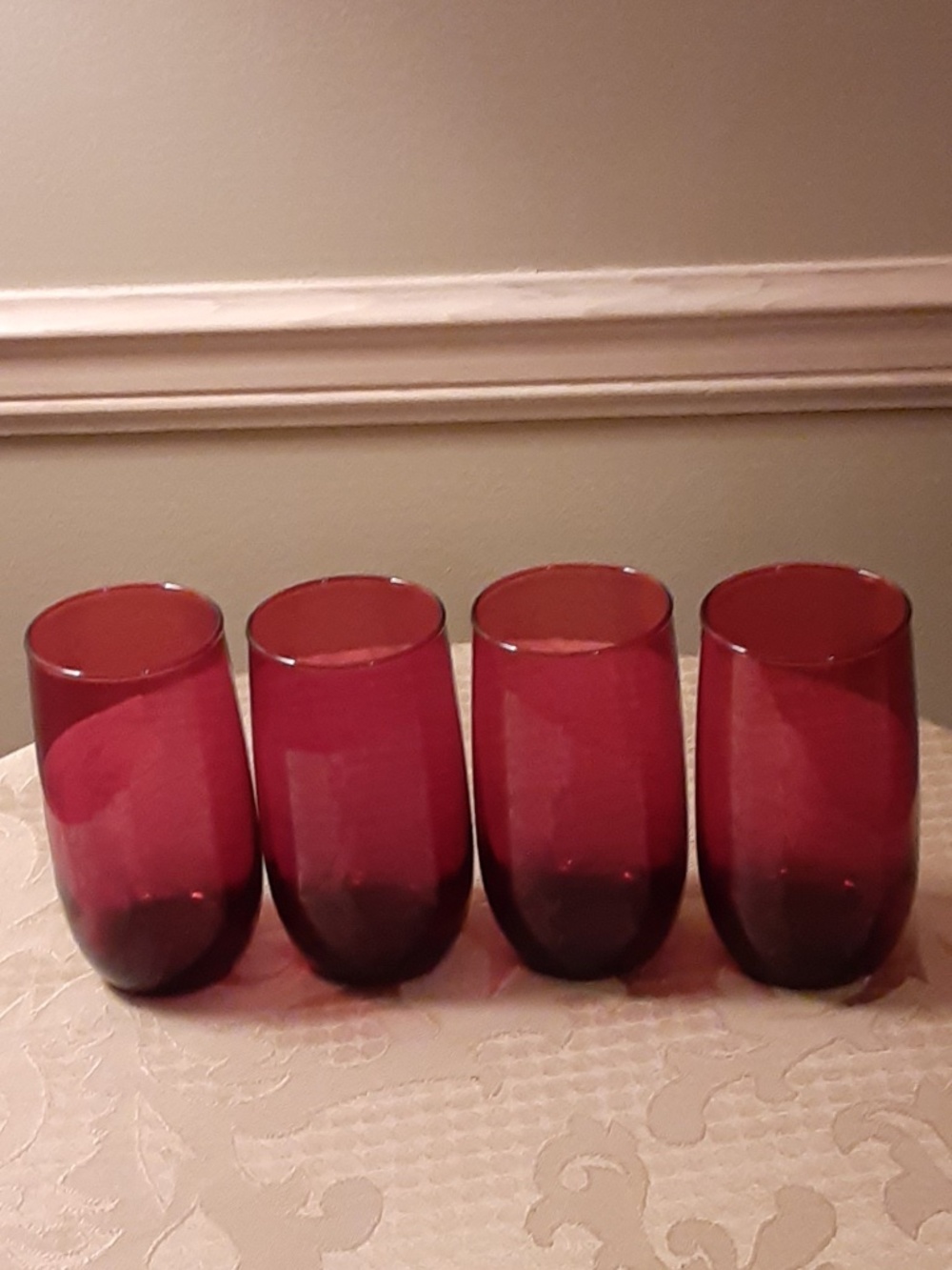 Anchor Hocking Royal Ruby 12 oz (5-Inch)  Flat Iced Tea Vintage Tumbler Set of 4